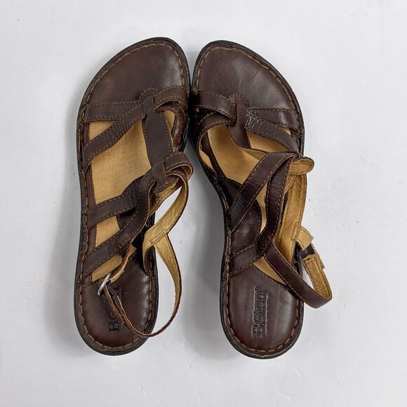 Born Sandals Womens 9 / 40.5 Brown Leather Strappy Slingback Heel Comfort W61909 - Picture 7 of 11